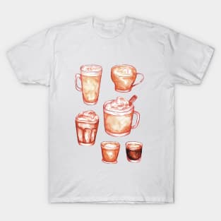 Coffee Lovers Pattern / Latte Espresso / T-Shirt